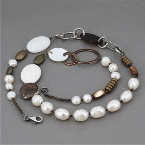 Silpada Vintage Freshwater Pearl Abalone
Howlite Bead and Bronze Necklace